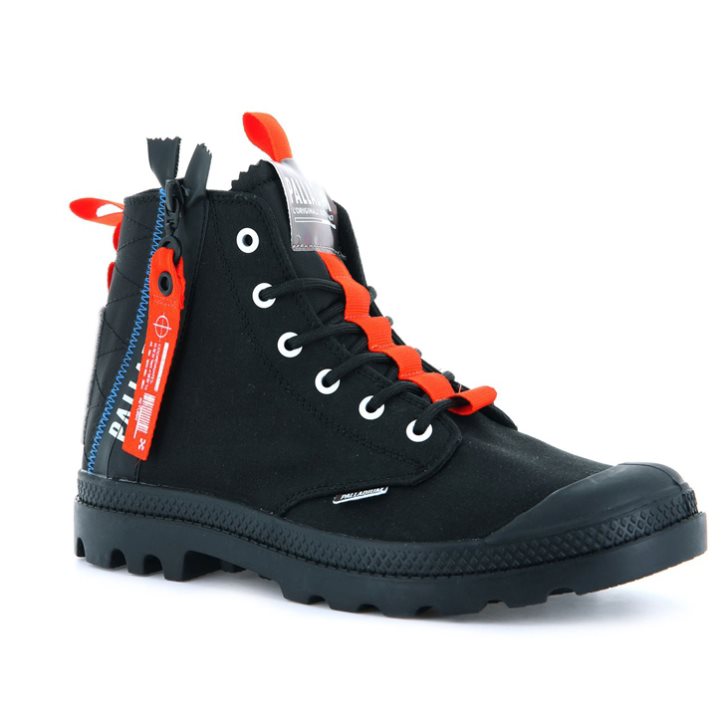 Palladium Pampa Hi Ticket To Earth Men's Boots Black | UK H519-ZVF